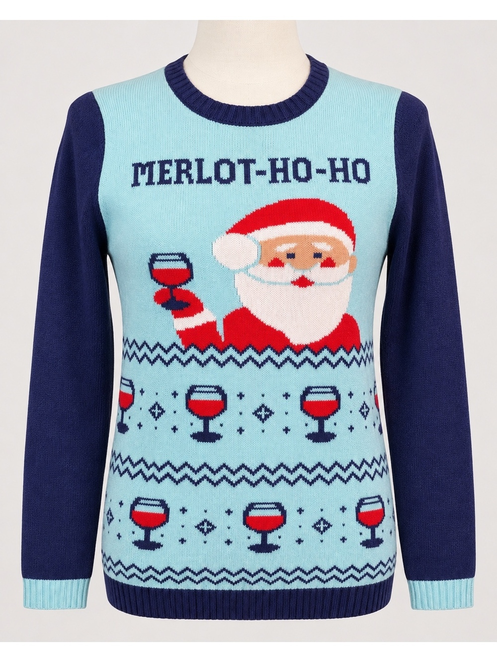 Norther Pole Merlot-Ho-Ho Santa Wine Ugly Christmas Sweater Size S